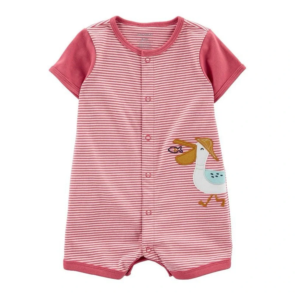 3/$10 🛒🛍️ Carter's Baby Carter's Pelican Snap-Up Romper Red & White Size 12 M